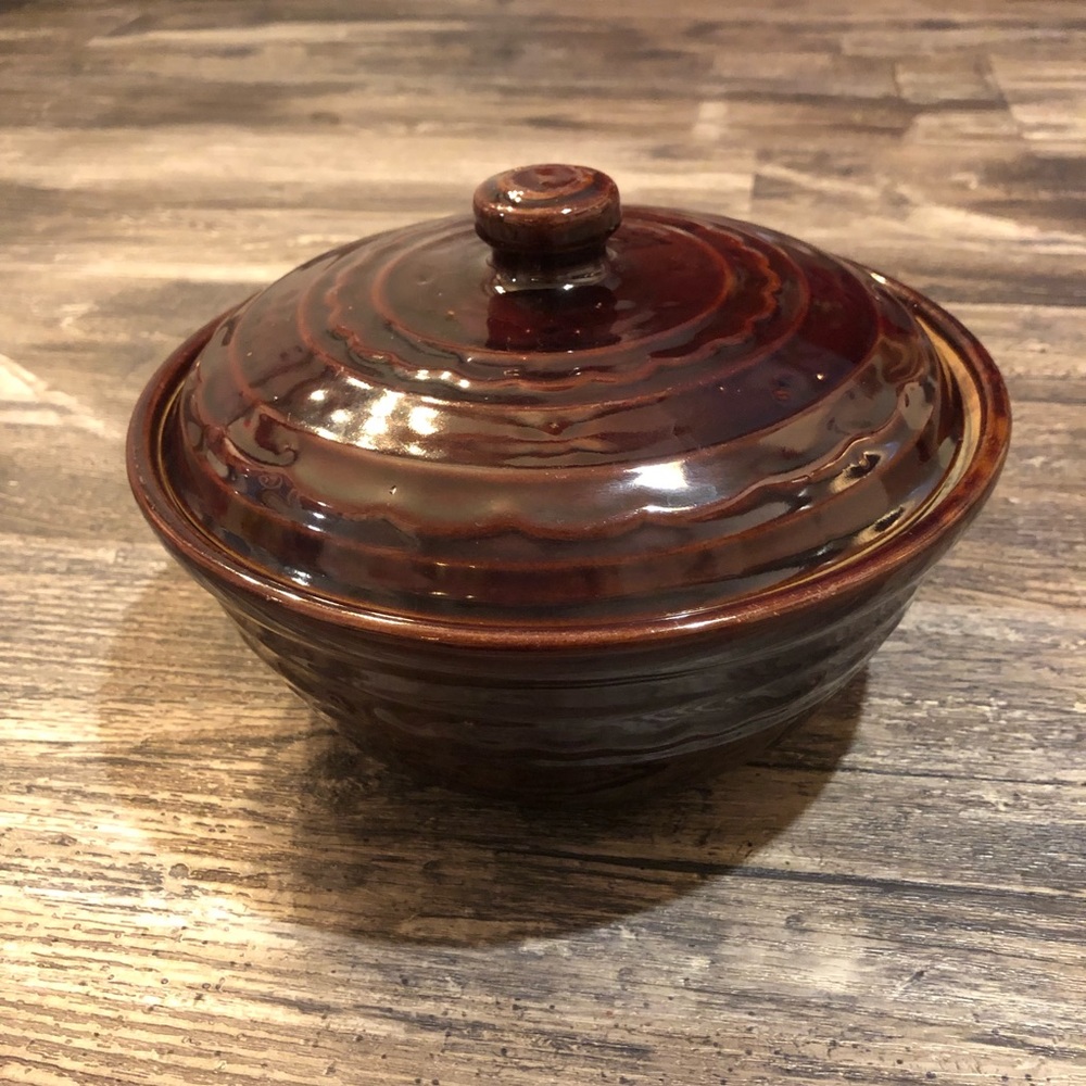 Vintage Marcrest brown glazed stoneware casserole pot